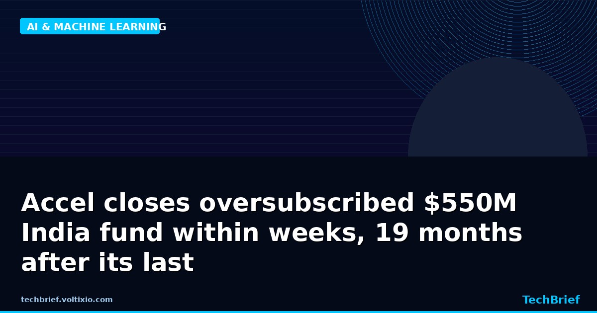 Accel closes oversubscribed $550M India fund within weeks, 19 months after its last